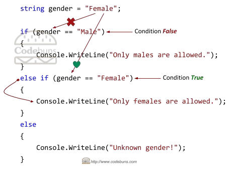 C#'s if else-if else condition example