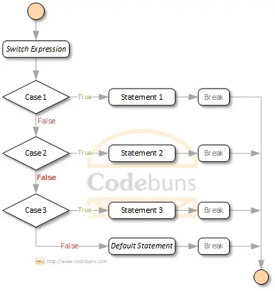 C# switch statement flowchart